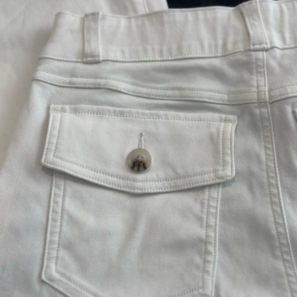 Spanx Twill Cropped Pant Women Medium White High Rise Shaping Wide Leg Crop - Picture 7 of 9
